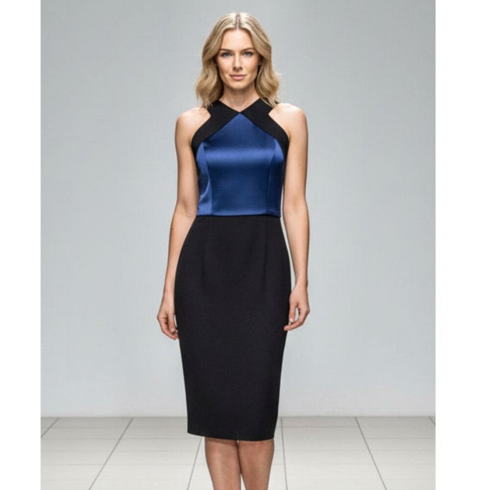 St. John for Nordstrom Open Back Cady Dress, Pink, Blue & Black, Womens Size 2
